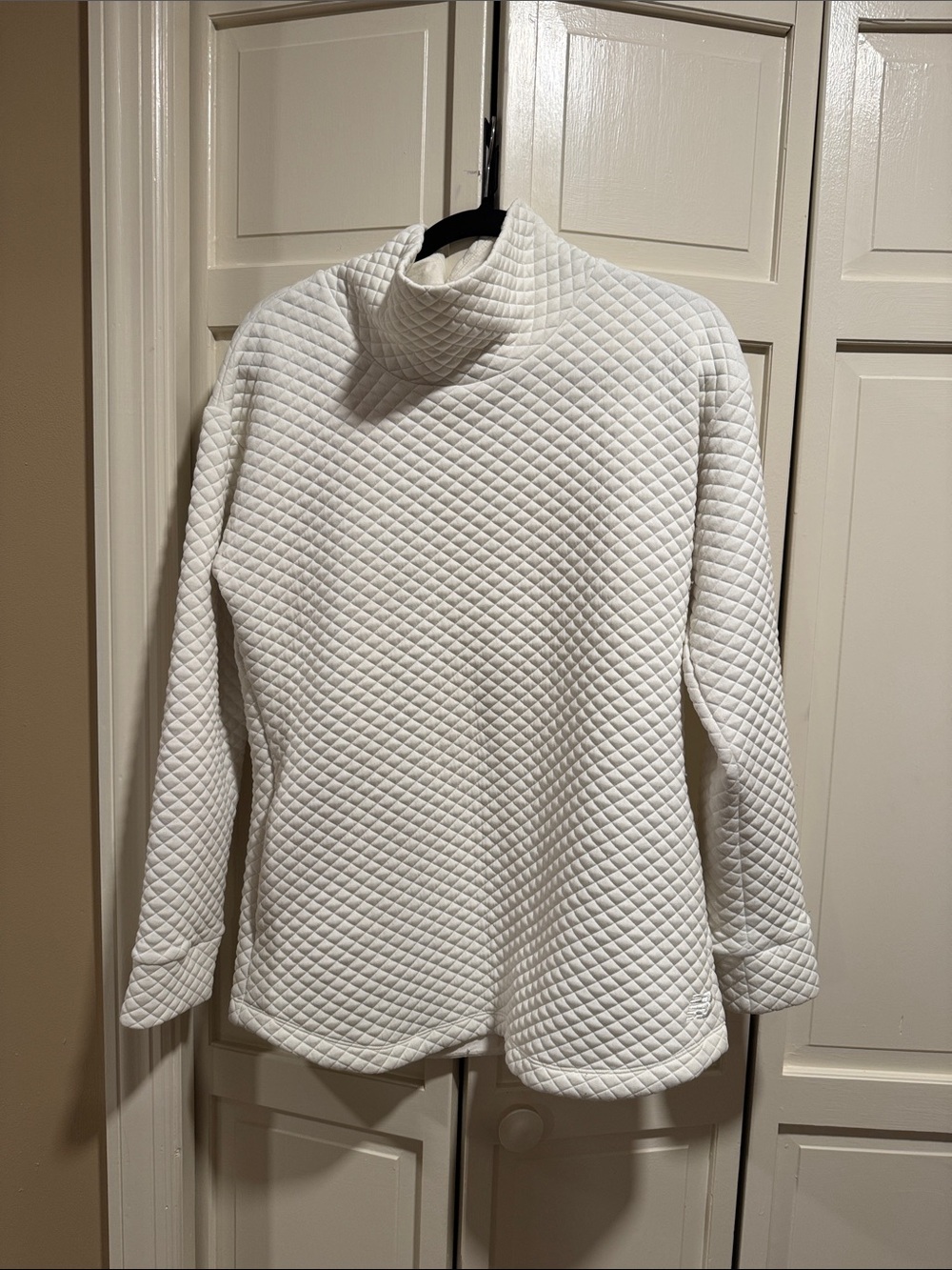New Balance White Quilted Turtleneck Pullover